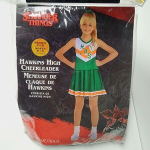Stranger Things Hawkins High School Cheerleader Outfit M 8-10 Dress & Scrunchie